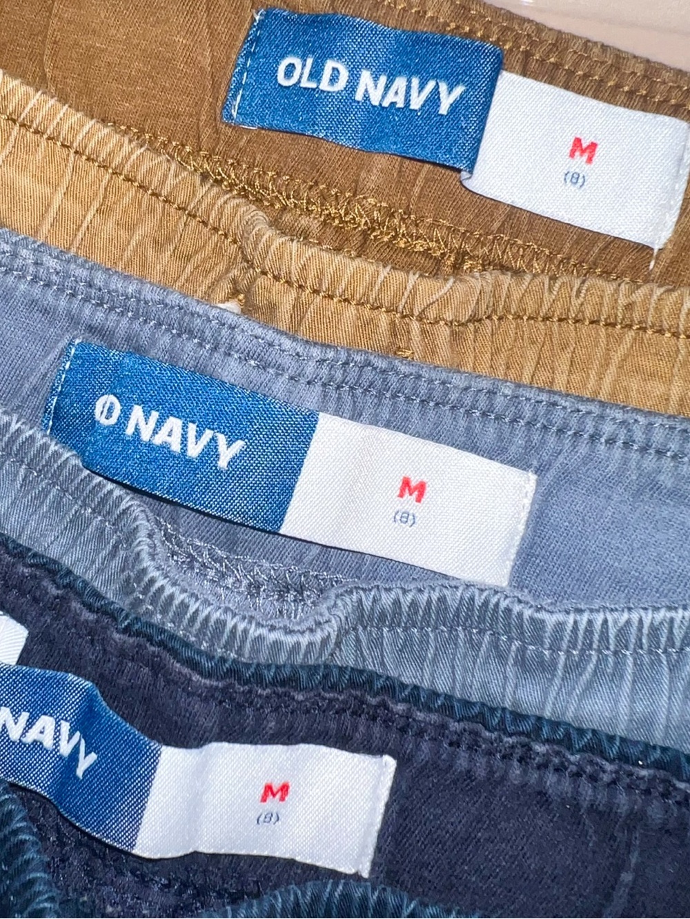 Old Navy Boys Above Knee Dock Shorts (3 Pack) - Navy/Light Blue/Tan, Size M (8) - Picture 2 of 10